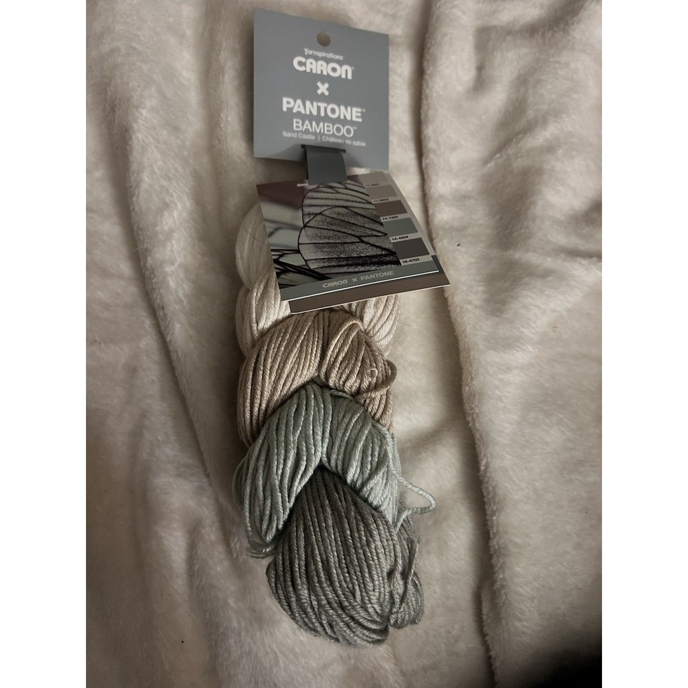Caron X‎ Pantone Bamboo 60% Acrylic 20% Nylon 20% Viscose Yarn NEW Sand Castle